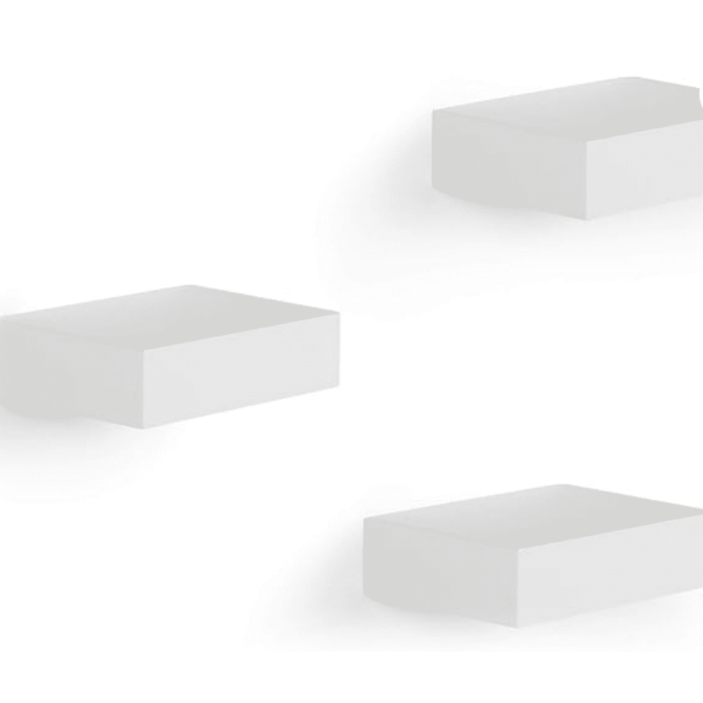 Showcase Floating Shelves (Set Of 3), Gallery Style Display For Small Objects And More, White 9353595500914