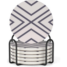 6 Piece Absorbent Stone Coaster Set with Holder,Drink Spills Coasters