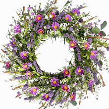Lila Blumenkranz, 56 cm, künstliche Frühlingsdekoration