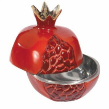 Petit pot à miel en aluminium argenté en forme de grenade