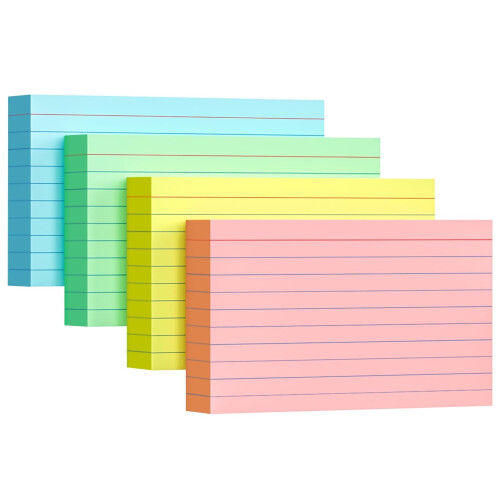 Fișe index cu linii, 7,6x13,2 cm, pachet de 200, 180 g/m²