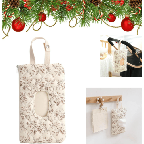 Windel- und Feuchttuchtasche, gesteppt, mit Blumenmuster, tragbar