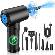 Electric Air Duster with LED Light, Rechargeable Cordless Keyboard Cleaner – Compatible with Computer, Car & Devices