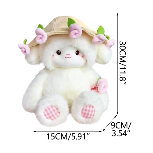 Bambola di peluche con cappello e bouquet di rose, cuscino 1