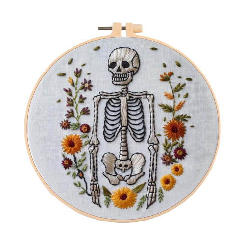 Halloween-Stickset – Gotisch gestempeltes Leinen,
