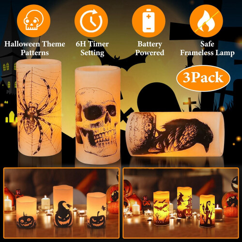 τεμάχια λαμπτήρες κεριών χωρίς φλόγα για το Halloween με χρονοδιακόπτη που 1