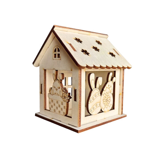 Påskehare trehus hobbydekor brun 6,7 x 6,7 x 9,6 cm 1