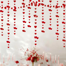 Guirlande de cœurs rouges pour la Saint-Valentin, banderole pailletée de 12 m (39 pieds) pour anniversaire, mariage, anniversaire de mariage,