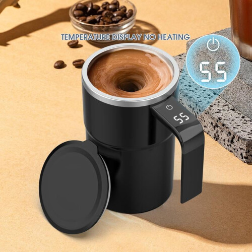 Smart Stirring Coffee Cup with Temp Display, USB Rechargeable, Compatible with Coffee/Tea/Hot Chocolate