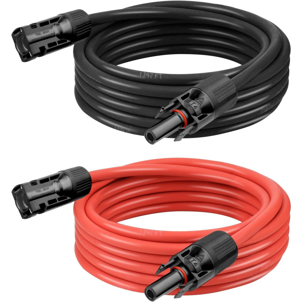 10 Awg Solar Extension Cable 12Ft Black + 12Ft Red, Ultra Solar Panel Wire Male To Female Tinned Copper Wire For Automotive, Rv, Boat, Outdoors 9496895113498