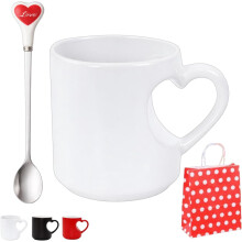 Heart-Shaped Color Changing Magic Ceramic Mug, Unique Heart Handle Coffee Cup With Red Heart Graphics, Gift for Valentine's Day And Anniversaries