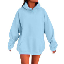 Hættetrøjer til kvinder, ensfarvet hættetrøje med sænkede skuldre og lommer - komfortabel og stilfuld sweatshirttop, hættetrøjer til kvinder, M