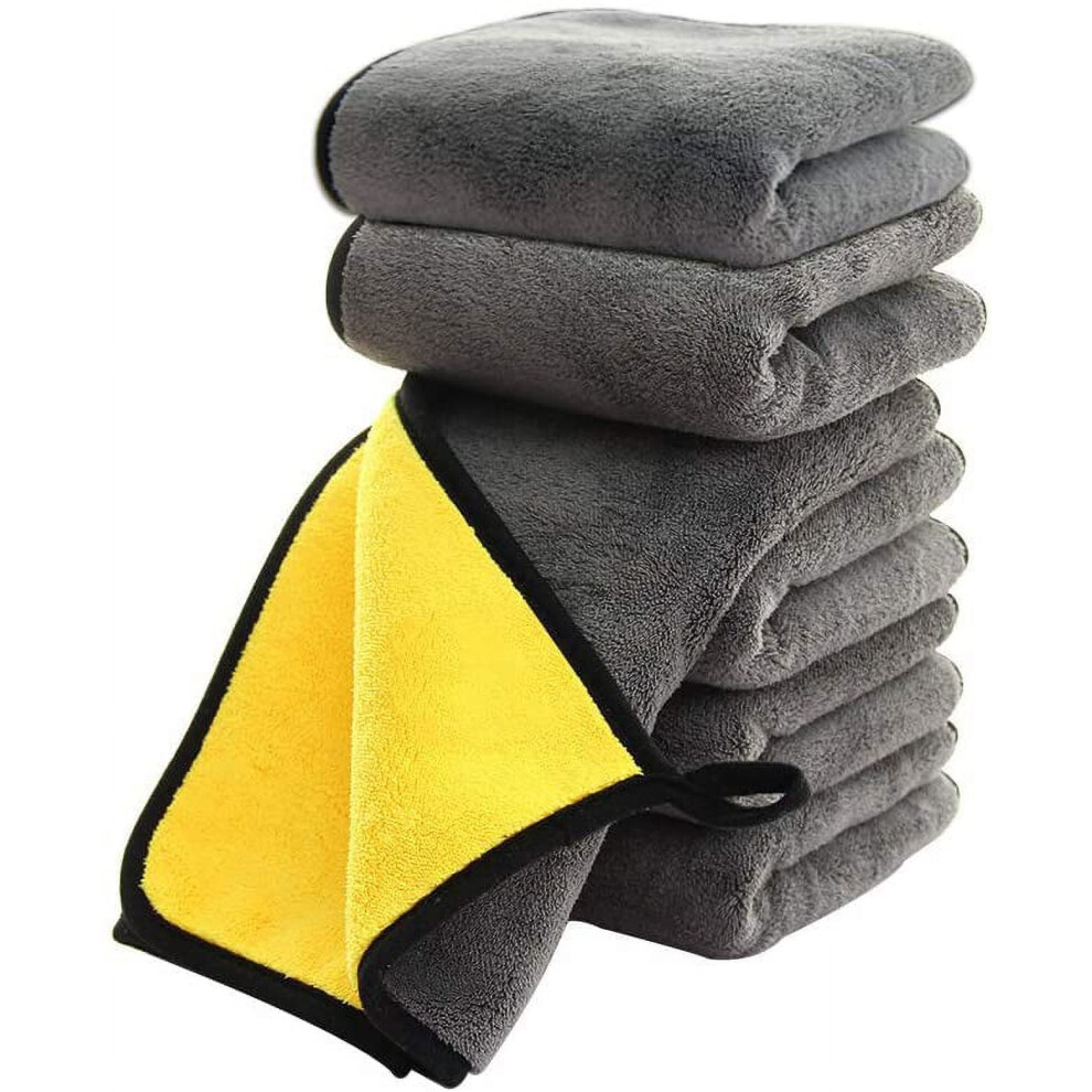 Ultrasoft 800Gsm Microfiber Car Towel 6Pk, 16X16in, Quick-Dry, Polishing & Waxing Â Compatible With All Auto Detailing Tools Grey/Yellow 9448990538065
