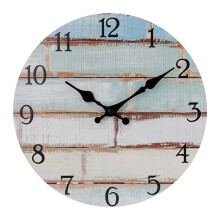 10" Round Wooden Wall Clock, Battery Operated, Vintage Farmhouse Decor – Compatible with Kitchen, Bathroom, Living Room, Bedroom