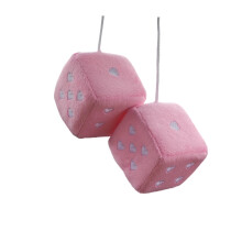1 Pair Retro Plush Car Hanging Dice with Heart Embroidery – Compatible with Most Rearview Mirrors