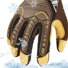 1 Pair 32F/0 Winter Mechanic Gloves, Cold Weather Waterproof Heavy Duty Safety Work Gloves(Size M,Brown,SL8849FLWP)
