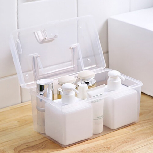 Plastic Storage Bin with Lid & Handle, Stackable, 7.68x4.13x4.33", Cute Organizer for Home/Office – 1 Pc 2
