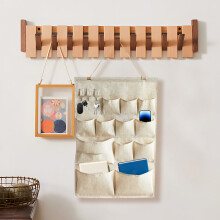 Sac de rangement suspendu en tissu, fixation porte et mur, 3 couches
