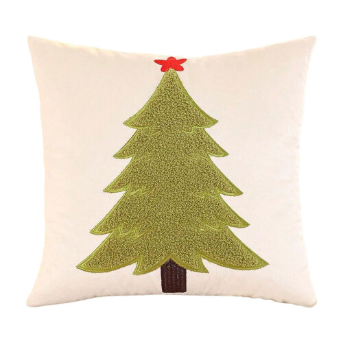 Juletrefløyelspute - Brodert sofapute, 45 1
