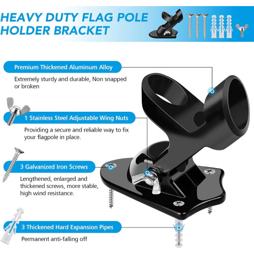 Heavy Duty Aluminum Flag Pole Holder Wall Mount Dual 1