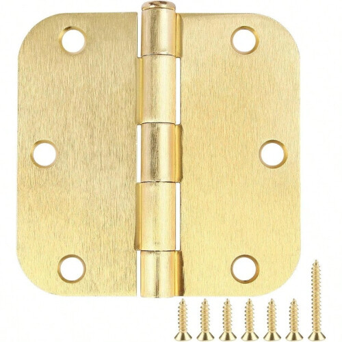 Runde Türscharniere, gebürstetes Messing, Satingold, 3er-Pack