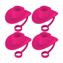 Embouts de paille en silicone, lot de 4, accessoires pour gobelets en forme de chapeau de cowboy, pour gobelets de 30 ou 40 pouces, couvercles