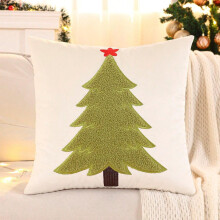 Cuscino in velluto con albero di Natale - Cuscino da divano ricamato, 45