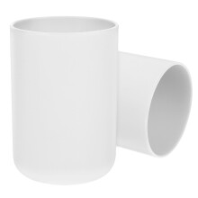 2Pcs White Plastic Tooth Rinsing Cups Bathroom Tumblers