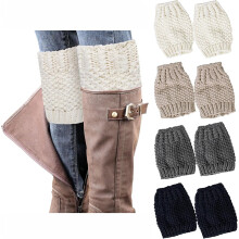 QIANJIA Calze da stivale invernali da donna, calde, lavorate all'uncinetto, con polsini per stivali, calze corte, scaldamuscoli, idea regalo
