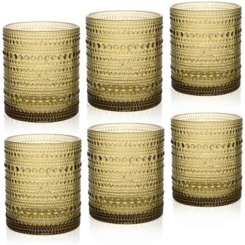 Ποτήρια κοκτέιλ Hobnail Πράσινα 10oz Σετ των 6