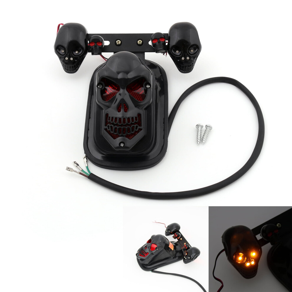 Motorcycle Skull Turn Signal Rear Brake Stop Tail For Harley Light 9450273922942