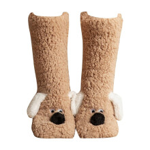 Șosete confortabile, antiderapante, din fleece coral, pentru femei, 5-10 ani, șosete termice calde din pluș pentru căței, lavabile la mașină,