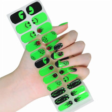 Adesivos de unhas semi-curados, adesivos de unhas para o Halloween, unhas de gel que brilham no escuro, tiras de unhas, decoração de unhas