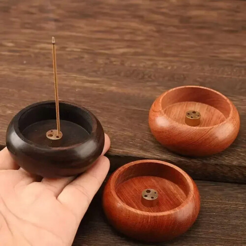 Massivt træ røgelsesbrænder – rund aromaholder 1