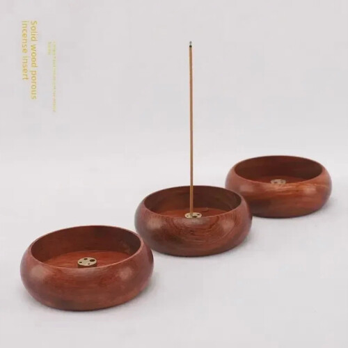 Massivt træ røgelsesbrænder – rund aromaholder 2