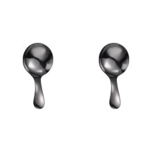 2 stuks roestvrijstalen mini-lepels voor voorraadpotten, korte steel, verdikte ronde lepel voor thee/suiker/specerijen/desserts – 9,5 cm