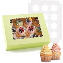 Hellgrüne Cupcake-Schachteln, lebensmittelecht, 6 Stück