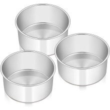 Ensemble de 3 moules à gâteaux ronds de 15 cm (6 pouces), en acier inoxydable, non toxiques et sains, finition miroir et compatibles lave-vaisselle.