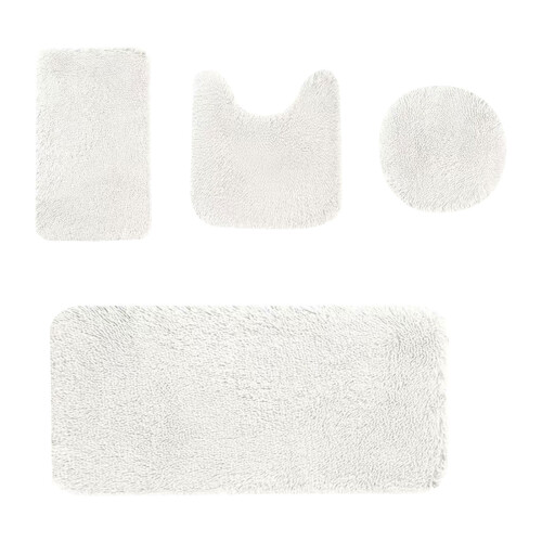 Ensemble de tapis de bain blancs moelleux en microfibre, 4 pièces 1