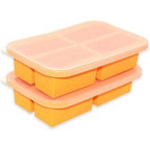 Plateaux de congélation en silicone 1 tasse avec couvercle (paquet de 2), démoulage facile pour soupes, bouillons, sauces, restes – 8 portions