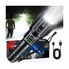Lanternă reîncărcabilă ZCLED Super Bright, 1.2M Lumeni, cu zoom în 6 moduri, lanternă tactică impermeabilă pentru urgențe, camping,