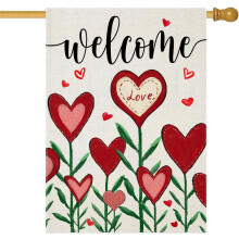 Bandiera da esterno per San Valentino, 28x40 pollici, con design a tema amore e fiori, ideale per decorare il giardino, stampa su entrambi i lati e