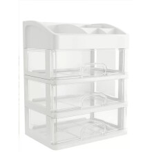 Boîte de rangement transparente à 3 tiroirs pour maquillage