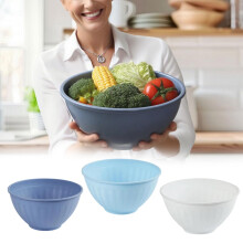 Salad Bowl Plastic Mixing Bowl Plastic Serving Bowl For Kitchen Big Capacity Lightweight Flexible Kitchen Bowl Tableware Blue 29cm