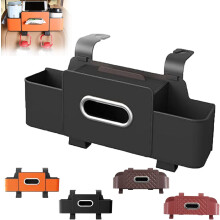 Boîte de rangement multifonctionnelle pour dossier de siège auto, organisateur 3 en 1 pour siège arrière avec porte-gobelet, boîte à mouchoirs