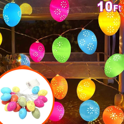 20LED10ft Φωτάκια σε σχήμα πασχαλινού αυγού, με μπαταρία, πολύχρωμη γιρλάντα για 1