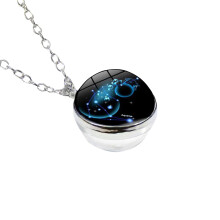 Collier pendentif boule de verre Starrys12Constellation – Symboles du zodiaque éclatants et motif ciel étoilé, compatible avec les chaînes de
