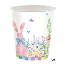 Décorations de Pâques pour gobelets jetables, 25 gobelets en papier colorés avec lapins, décorations de Pâques pour fêtes et anniversaires.