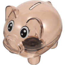 Transparante acryl spaarpot voor kinderen en volwassenen. Leuk cartoonvarkentje, ideaal spaarpotje. Ideaal cadeau voor jongens en meisjes. Bruin.