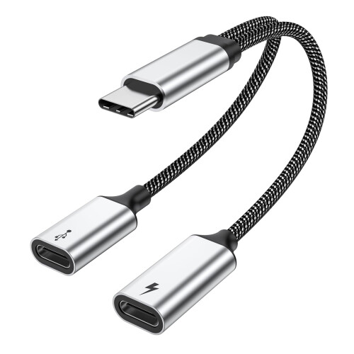 Διαχωριστής USB-C για φόρτιση και δεδομένα, Συμβατό με iPhone15, Galaxy S21, Pixel4, OnePlus — 1